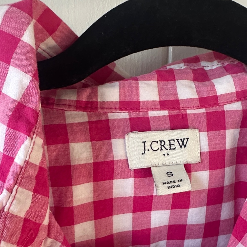 J. Crew Pink and White Plaid Shirt - Picture 2 of 4